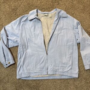 Vintage Merona Cotton Chambray Bomber Jacket Womens M‎ Preppy Harrington Canvas